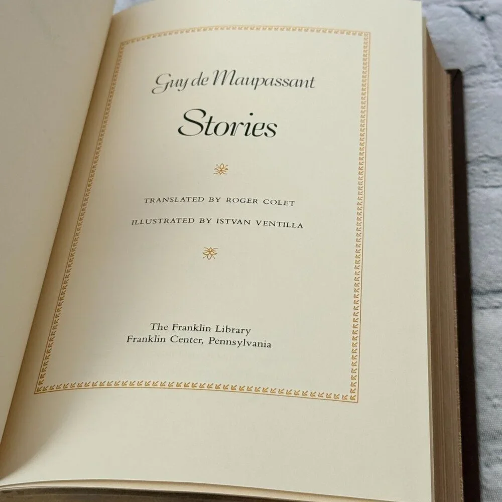 Stories by Guy de Maupassant Leather Bound Franklin Library 1983 Brown